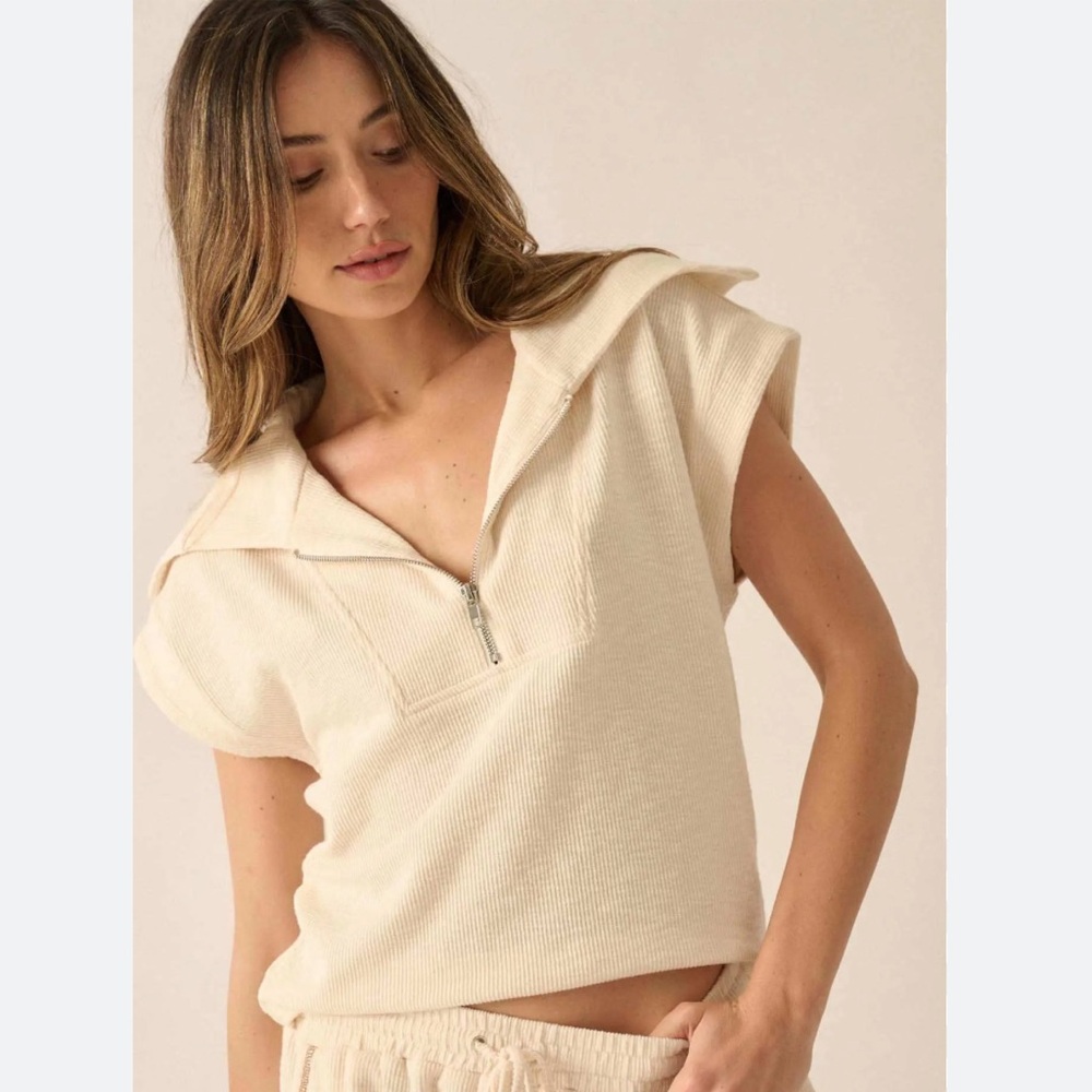 Promesa Ribbed Zip-Front Top
